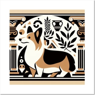 Grecian Tricolor Corgi Design Posters and Art